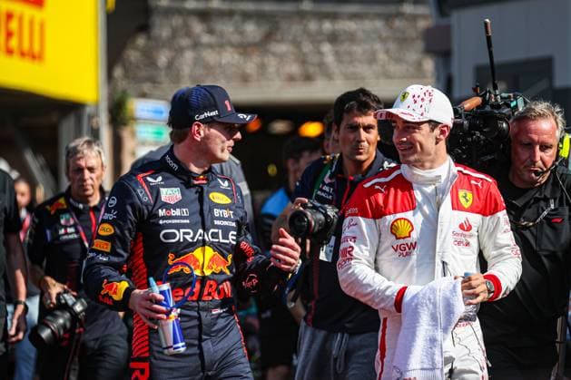 01 Max Verstappen Red Bull Racing Honda and Charles Leclerc (Ferrari) during the Monaco GP, 25-28 May 2023 at Montecarlo, Formula 1 World Championship, WM, Weltmeisterschaft 2023.  Copyright: xFedericoxBasilex xIPAx xipa-agenx xFedericoxBasilex 0 IPA_IPA38272238