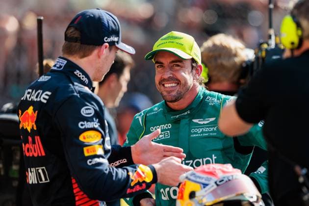 Fernando Alonso Aston Martin with Max Verstappen Red Bull Racing , Monaco Grand Prix, motorsport, Formula 1, season 2023, 27 05 2023 Monaco Grand Prix, motorsport, Formula 1, season 2023, 27 05 2023 Copyright: xEibner-Pressefoto AlexanderxNeisx EP_ANS