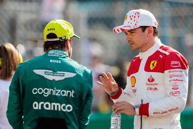 Charles Leclerc Scuderia Ferrari with Fernando Alonso Aston Martin , Monaco Grand Prix, Motorsport, Formula 1, Season 2023, 27 05 2023 Monaco Grand Prix, Motorsport, Formula 1, Season 2023, 27 05 2023 Copyright: xEibner-Pressefoto AlexanderxNeisx EP_ANS