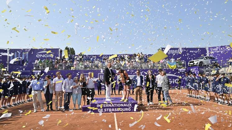 Tennis : Internationaux de Strasbourg 2023 - France - Victoire d Elina Svitolina Ukraine contre Anna Blinkova - Russie 6 2 6 3 Tennis : Internationaux de Strasbourg 2023 - France - 27 05 23 ChrysleneCaillaud Panoramic 