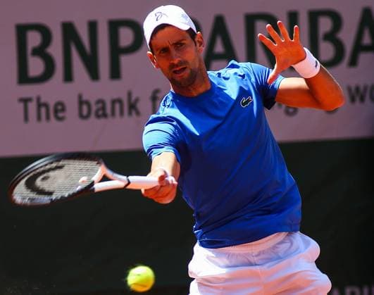 2023 French Open - Previews Novak Djokovic of Serbia in action during a practice match ahead of the French Open Tennis at Roland Garros Paris France  Copyright: xIbrahimxEzzatx originalFilename:ezzat-notitle230527_npLB4.jpg