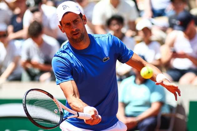 2023 French Open - Previews Novak Djokovic of Serbia in action during a practice match ahead of the French Open Tennis at Roland Garros Paris France  Copyright: xIbrahimxEzzatx originalFilename:ezzat-notitle230527_npw1E.jpg