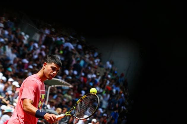 2023 French Open - Previews Carols Alcaraz of Spain in action during a practice match ahead of the French Open Tennis at Roland Garros Paris France  Copyright: xIbrahimxEzzatx originalFilename:ezzat-notitle230527_npkbt.jpg
