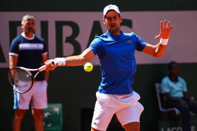 2023 French Open - Previews Novak Djokovic of Serbia in action during a practice match ahead of the French Open Tennis at Roland Garros Paris France  Copyright: xIbrahimxEzzatx originalFilename:ezzat-notitle230527_npP1c.jpg