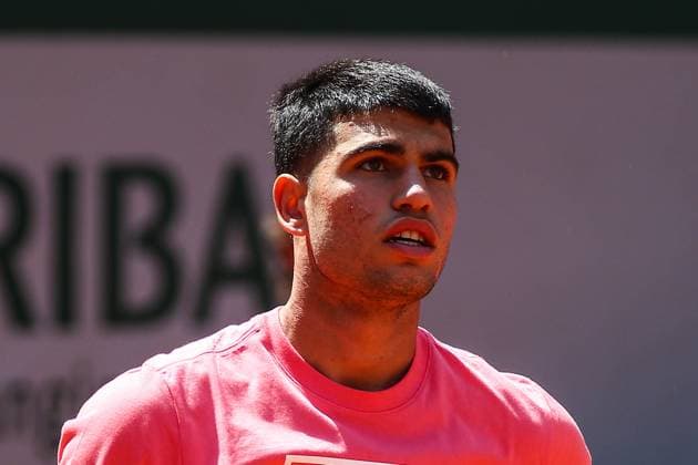 2023 French Open - Previews Carols Alcaraz of Spain in action during a practice match ahead of the French Open Tennis at Roland Garros Paris France  Copyright: xIbrahimxEzzatx originalFilename:ezzat-notitle230527_npzcf.jpg