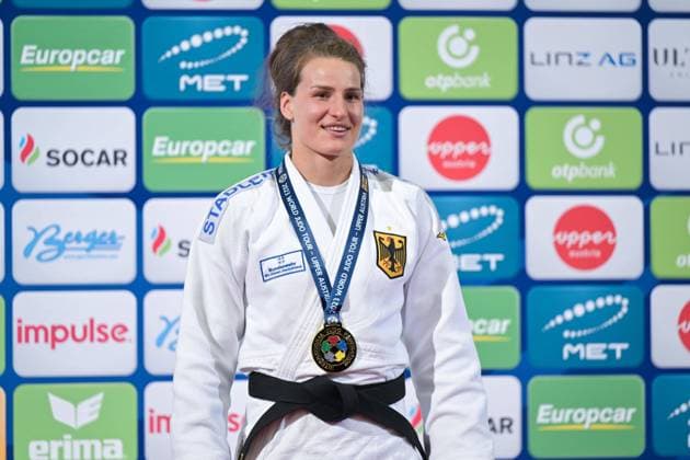 Bilder des Jahres 2023, Sport 05 Mai Sport Themen der Woche KW21 Sport Bilder des Tages JUDO - Upper Austria Judo Grand Prix LINZ,AUSTRIA,27.MAY.23 - JUDO - IJF World Tour, Upper Austria Judo Grand Prix, ceremony. Image shows Anna-Maria Wagner (GER).  GEPAxpictures xChristianxMoser