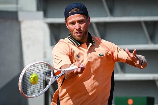 May 27, 2023, Paris, France, France: Hugo GRENIER of France during an exhibition match of Roland-Garros 2023, French Open 2023, Grand Slam tennis tournament at the Roland-Garros Stadium on May 27, 2023 in Paris, France. Paris France - ZUMAm308 20230527_zsp_m308_013 Copyright: xMatthieuxMirvillex