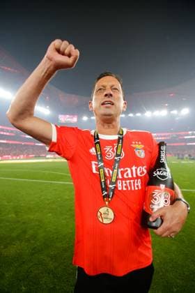 Head coach Roger Schmidt of SL Benfica celebrates after winning the Liga Portugal Bwin at the end of the Liga Portugal Bwin match between SL Benfica and CD Santa Clara at Estadio da Luz on May 27, 2023 in Lisbon, Portugal. (Valter Gouveia SPP)  Copyright: xValterxGouveia SPPx spp-en-VaGo-_GO_4796 copy 2