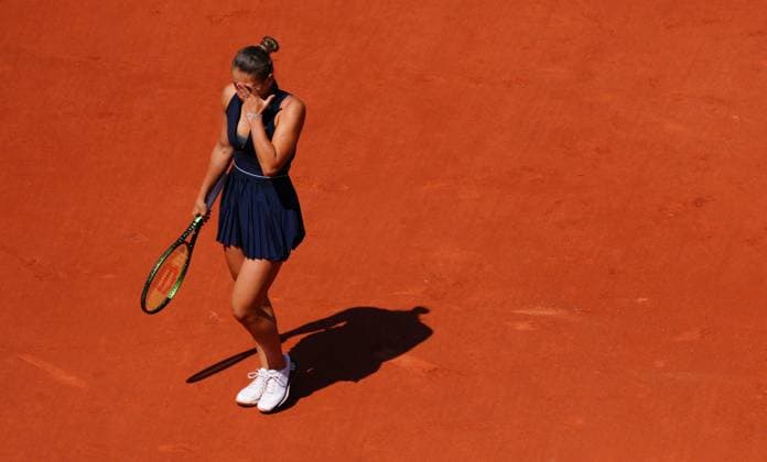 Mandatory Credit: Photo by Javier Garcia Shutterstock (13925675l) Marta Kostyuk reacts French Open Tennis, Day 1, Roland Garros, Paris, France - 28 May 2023 French Open Tennis, Day 1, Roland Garros, Paris, France - 28 May 2023  Copyright: xJavierxGarcia Shutterstockx 13925675l