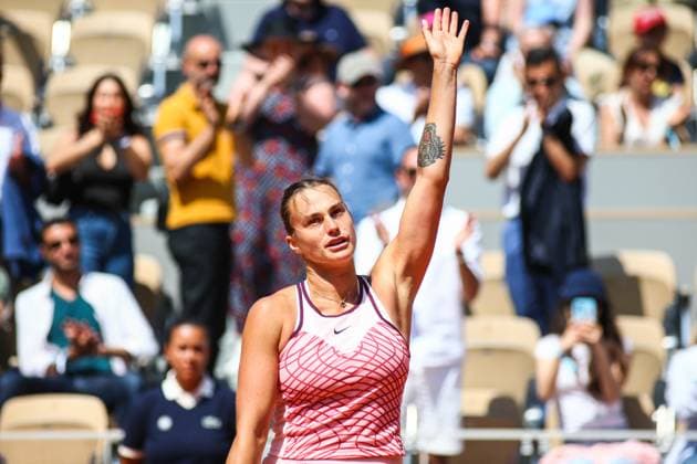 2023 French Open - Day One Aryna SABALENKA in action during her match against Marta KOSTYUK (UKR) in The French Open Roland Garros tennis tournament day one. Paris France  Copyright: xIbrahimxEzzatx originalFilename:ezzat-notitle230528_npmzR.jpg
