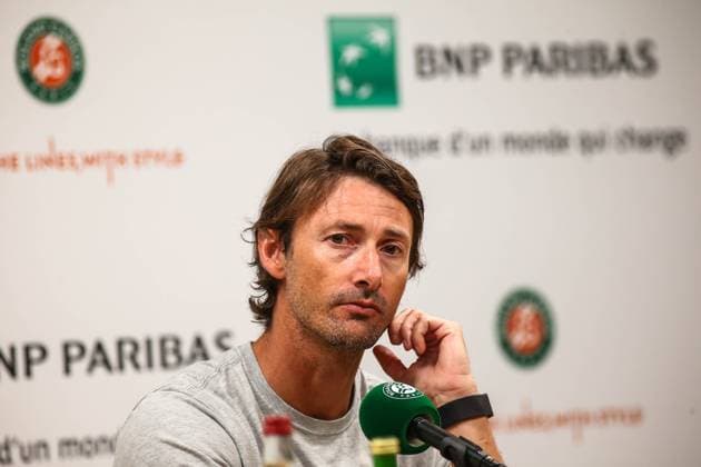 2023 French Open - Day One Juan Carlos Ferrero the coach of the Spanish tennis player Carlos Alcaraz during a press conference, PK, Pressekonferenz in the French Open Roland Garros day one. Paris France  Copyright: xIbrahimxEzzatx originalFilename:ezzat-notitle230528_npN0c.jpg