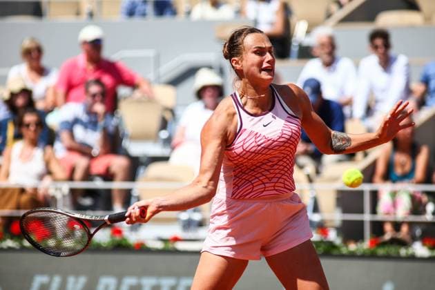 2023 French Open - Day One Aryna SABALENKA in action during her match against Marta KOSTYUK (UKR) in The French Open Roland Garros tennis tournament day one. Paris France  Copyright: xIbrahimxEzzatx originalFilename:ezzat-notitle230528_npSlc.jpg