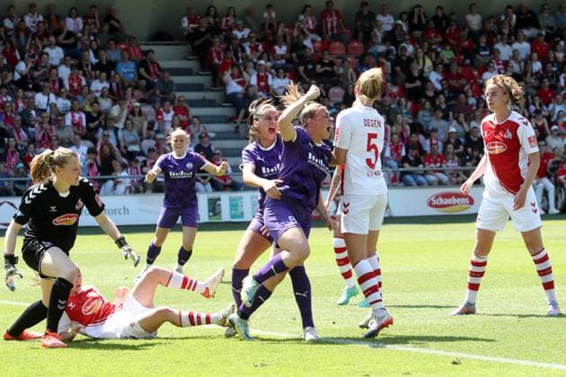 Sport 1 FC Köln vs SGS Essen, football women, 1 Bundesliga, cheering after the goal to 1 0 for Essen by Ramona Maier Essen , picture , 28 05 2023