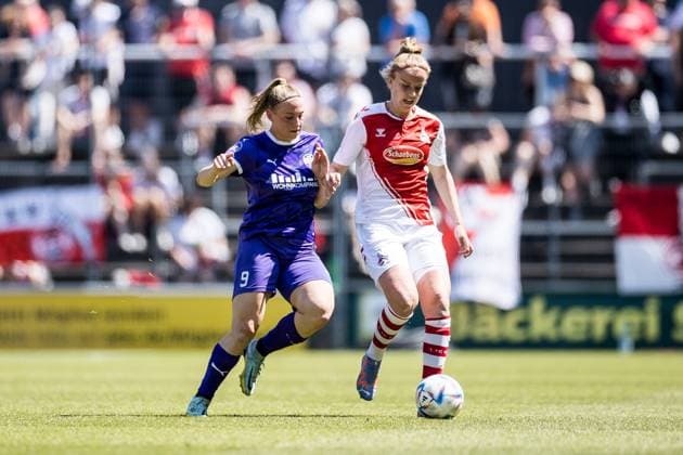 FLYERALARM Women Football Bundesliga, 1 FC Koeln SGS Essen 28 05 2023 Ramona Maier SGS Essen, 9 , Myrthe Moorrees 1 FC Koeln, 6 FLYERALARM Women Football Bundesliga, 1 FC Koeln SGS Essen, Koeln, Geissbockheim DFB REGULATIONS PROHIBIT ANY USE OF PHOTOGRAPHS AS IMAGE SEQUENCES AND OR QUASI VIDEO Copyright: xBEAUTIFULxSPORTS Wunderlx