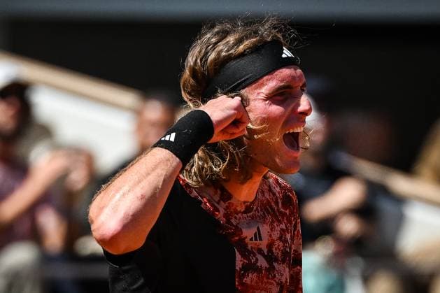 May 28, 2023, Paris, France, France: Stefanos TSITSIPAS of Greece celebrates his victory during the first day of Roland-Garros 2023, French Open 2023, Grand Slam tennis tournament at the Roland-Garros Stadium on May 28, 2023 in Paris, France. Paris France - ZUMAm308 20230528_zsp_m308_021 Copyright: xMatthieuxMirvillex