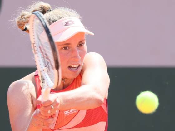 Belgian Elise Mertens pictured in action during a women s singles first round game between Belgian Mertens and Slovakian Hruncakova at the Roland Garros French Open tennis tournament, in Paris, France, Sunday 28 May 2023. BENOITxDOPPAGNE  x68057473x