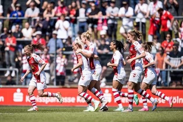 FLYERALARM Women Football Bundesliga, 1 FC Koeln SGS Essen 28 05 2023 Cheers to 1 1 by Mandy Islacker 1 FC Koeln, 8 FLYERALARM Women Football Bundesliga, 1 FC Koeln SGS Essen, Koeln, Geissbockheim DFB REGULATIONS PROHIBIT ANY USE OF PHOTOGRAPHS AS IMAGE SEQUENCES AND OR QUASI VIDEO Copyright: xBEAUTIFULxSPORTS Wunderlx
