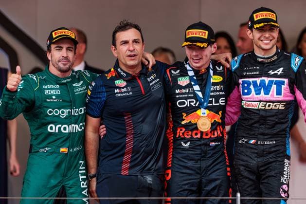 Max Verstappen Red Bull Racing , Fernando Alonso Aston Martin and Esteban Ocon Alpine F1 Team , Monaco Grand Prix, Motorsport, Formula 1, Season 2023, 28 05 2023 Monaco Grand Prix, Motorsport, Formula 1, Season 2023, 28 05 2023 Monaco Copyright: xEibner-Pressefoto AlexanderxNeisx EP_ANS