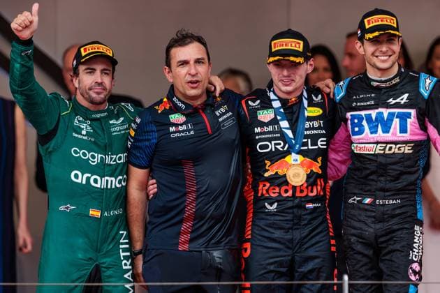 Max Verstappen Red Bull Racing , Fernando Alonso Aston Martin and Esteban Ocon Alpine F1 Team , Monaco Grand Prix, Motorsport, Formula 1, Season 2023, 28 05 2023 Monaco Grand Prix, Motorsport, Formula 1, Season 2023, 28 05 2023 Monaco Copyright: xEibner-Pressefoto AlexanderxNeisx EP_ANS