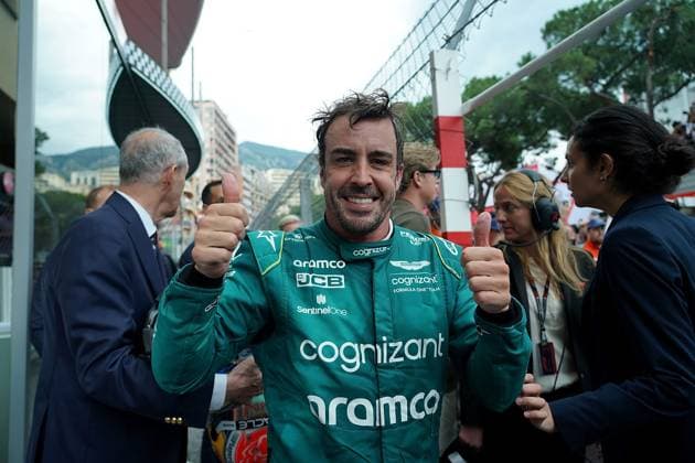 Formula 1 Grand Prix Monaco 2023 28 05 2023, Circuit de Monaco, Monte Carlo, Formula 1 Grand Prix Monaco 2023 ,in the picture Fernando Alonso ESP , Aston Martin Aramco Cognizant Formula One Team is happy about his 2. place nordphotoxGmbHx xBratic nph00250