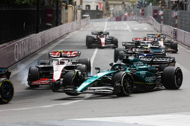 18 Lance Stroll CAN, Aston Martin Aramco Cognizant F1 Team , 27 Nico Hulkenberg DEU, MoneyGram Haas F1 Team , F1 Grand Prix of Monaco at Circuit de Monaco on May 28, 2023 in Monte Carlo, Monaco Photo by HOCH ZWEI Monte Carlo Monaco