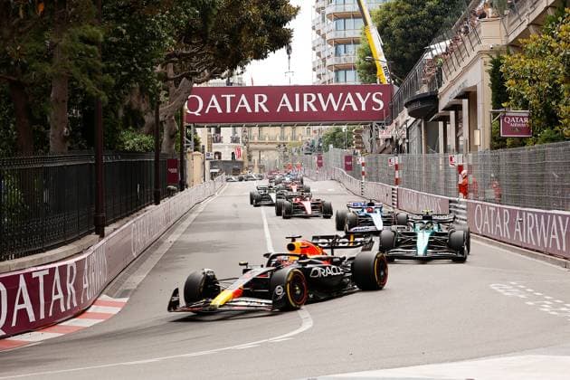 Formula 1 Grand Prix Monaco 2023 28 05 2023, Circuit de Monaco, Monte Carlo, Formula 1 Grand Prix Monaco 2023 ,in picture race start Max Verstappen NLD , Oracle Red Bull Racing, Fernando Alonso ESP , Aston Martin Aramco Cognizant Formula One Team, Esteban Ocon FRA , BWT Alpine F1 Team, Carlos Sainz Jr ESP , Scuderia Ferrari nordphotoxGmbHx xBratic nph00250