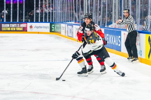 TAMPERE, FINLAND MAY 28 Justin Schutz of Germany in action during the 2023 IIHF Ice Hockey World Championship Finland Latvia game between Canada and Germany at Nokia Arena on May 28, 2023 in Tampere, Finland Tampere Nokia Arena Finland  Copyright: xJustPictures.ch JarixPestelaccix