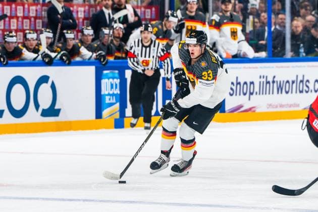 TAMPERE, FINLAND MAY 28 John Peterka of Germany in action during the 2023 IIHF Ice Hockey World Championship Finland Latvia game between Canada and Germany at Nokia Arena on May 28, 2023 in Tampere, Finland Tampere Nokia Arena Finland  Copyright: xJustPictures.ch JarixPestelaccix