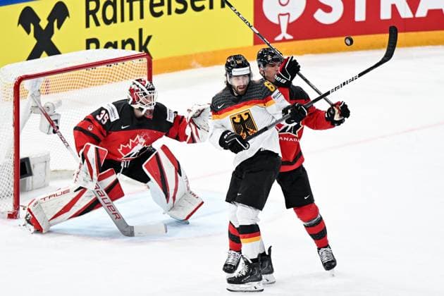 Sam Montembeault 35, Canada, Canada, Team Canada Wojciech Stachowiak 60, German Ice Hockey Federation, Germany Germany, Team Germany Justin Barron 20, Canada, Canada, Team Canada Canada vs Germany, Ice Hockey, Ice Hockey World Championship , Final, 28 05 2023, Canada vs Germany, Ice Hockey, Ice Hockey World Championship , Final, 28 05 2023 Tampere Copyright: xEibner-Pressefotox xBirgitxHaefnerx EP_BHF