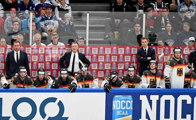 Coach team around Harold Kreis coach, coach, head coach, German Ice Hockey Federation, Germany Germany, Team Germany Canada vs Germany, ice hockey, ice hockey world championship , final, 28 05 2023, Canada vs Germany, ice hockey, ice hockey world championship , final, 28 05 2023 Tampere Copyright: xEibner-Pressefotox xBirgitxHaefnerx EP_BHF
