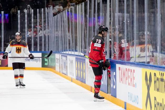 Eishockey, WM, Finale, Kanada - Deutschland Samuel Blais 79, CAN, Videotuomion jälkeen maali pysyy voimassa ja kanada saa turhasta haastosta jäähyn the 2023 IIHF Ice hockey, Eishockey World Championship, WM, Weltmeisterschaft gold medal match between Canada and Germany at the Nokia Arena on 28. May 2023 in Tampere, Finland. 20.34.31. (Tomi Hänninen Newspix24)  Copyright: xTomixHänninenx np24282058681