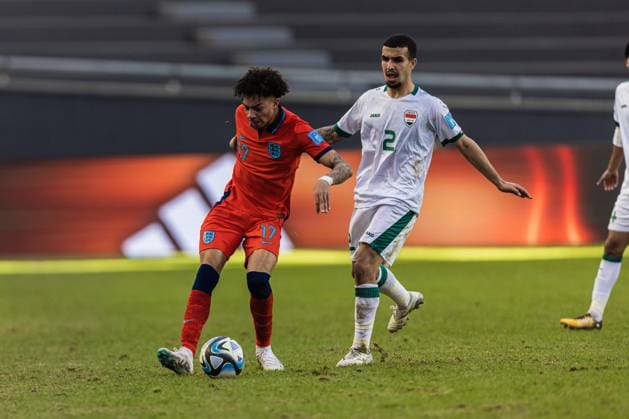 Fußball, U20 WM, Irak - England FIFA U20 WORLD CUP Iraque x Inglaterra LA PLATA, BA - 28.05.2023: FIFA U20 WORLD CUP IRAQUE X INGLATERRA - La Plata, Argentina. 28 May 2023. Samuel EDOZIE of England U-20 during the FIFA U-20 World Cup group game between Iraq and England at La Plata Stadium. (Photo: Sporteo Fotoarena) x2380283x  Sporteo