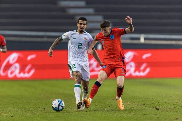 Fußball, U20 WM, Irak - England FIFA U20 WORLD CUP Iraque x Inglaterra LA PLATA, BA - 28.05.2023: FIFA U20 WORLD CUP IRAQUE X INGLATERRA - La Plata, Argentina. 28 May 2023. ALAI GHASEM of Iraq U-20 during the FIFA U-20 World Cup group game between Iraq and England at La Plata Stadium. (Photo: Sporteo Fotoarena) x2380287x  Sporteo