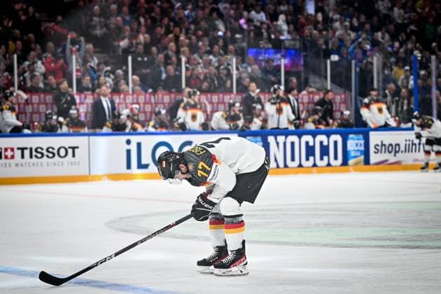 Daniel Fischbuch 77, German Ice Hockey Federation, Germany Germany, Team Germany sadly disappointed, Canada vs Germany, Ice Hockey, Ice Hockey World Championship , Final, 28 05 2023, Canada vs Germany, Ice Hockey, Ice Hockey World Championship , Final, 28 05 2023 Tampere Copyright: xEibner-Pressefotox xBirgitxHaefnerx EP_BHF