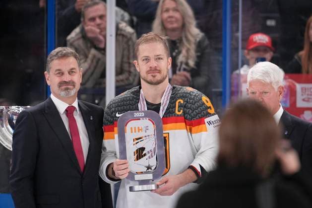 Moritz Müller 91, GER after the 2023 IIHF Ice hockey, Eishockey World Championship, WM, Weltmeisterschaft gold medal match between Canada - Germany at the Nokia Arena on 28. May 2023 in Tampere, Finland. (KALLE PARKKINEN Newspix24)  Copyright: xKallexParkkinenx np24282258713