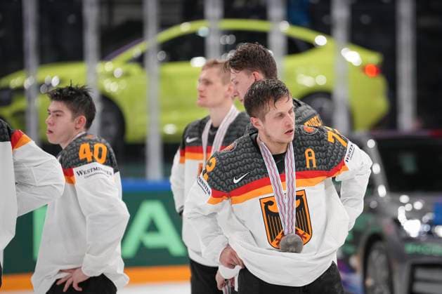 Dominik Kahun 72, GER after the 2023 IIHF Ice hockey, Eishockey World Championship, WM, Weltmeisterschaft gold medal match between Canada - Germany at the Nokia Arena on 28. May 2023 in Tampere, Finland. (KALLE PARKKINEN Newspix24)  Copyright: xKallexParkkinenx np24282258716