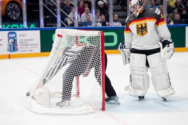 Mathias Niederberger 35, GER the 2023 IIHF Ice hockey, Eishockey World Championship, WM, Weltmeisterschaft gold medal match between Canada - Germany at the Nokia Arena on 28. May 2023 in Tampere, Finland. 21.39.38. (Tomi Hänninen Newspix24)  Copyright: xTomixHänninenx np24282158744
