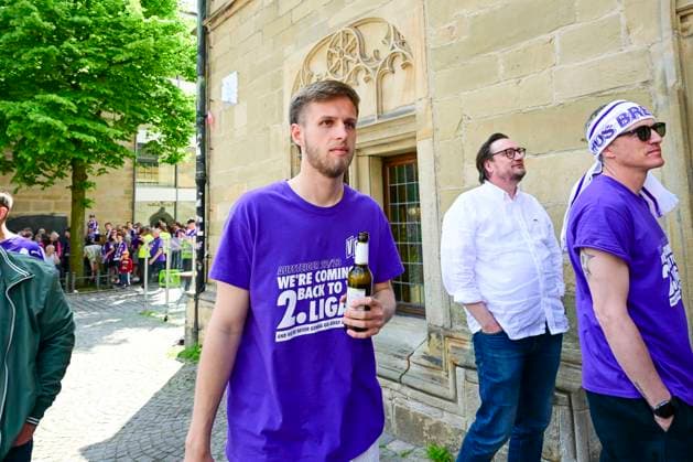 Jannes Wulff 32 Osnabrueck , promotion celebration VfL Osnabrueck, football, 3 league, 28 05 2023 Osnabrueck Lower Saxony Germany Copyright: xkolbert-press MarcxNiemeyerx