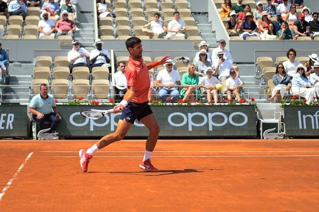 Novak Djokovic ( Serbie ) TENNIS : Roland Garros 2023 - Internationaux de France - 29 05 2023 FedericoPestellini Panoramic 