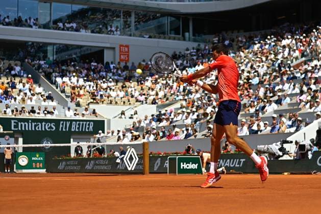 Novak Djokovic ( Serbie ) TENNIS : Roland Garros 2023 - Internationaux de France - 29 05 2023 FedericoPestellini Panoramic 
