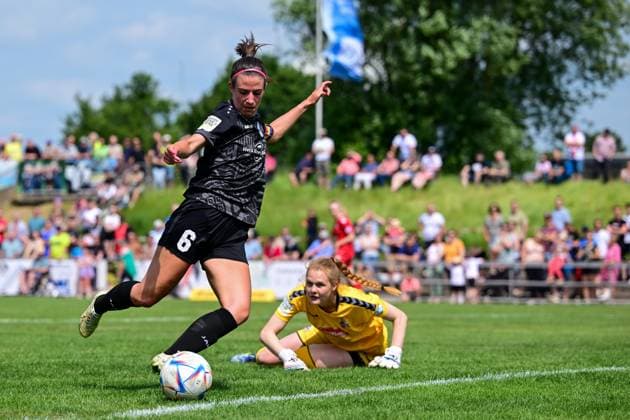 29 05 2023, GER, Soccer, 2 Women Bundesliga 2022 2023, SG 99 Andernach 1 FC Köln U20 Lisa Kossmann 6 Andernach with another goal for Andernach Andernach Stadium Rheinland Pfalz Germany.