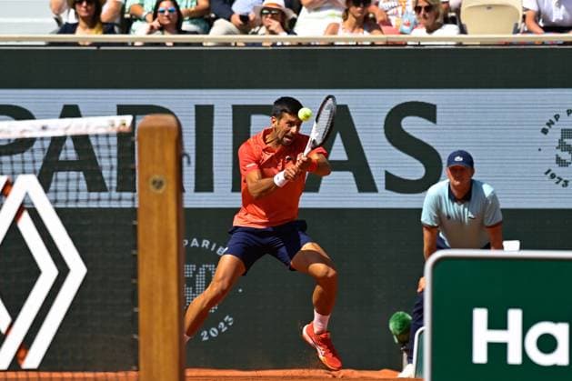 Novak Djokovic ( Serbie ) TENNIS : Roland Garros 2023 - Internationaux de France - 29 05 2023 FedericoPestellini Panoramic 