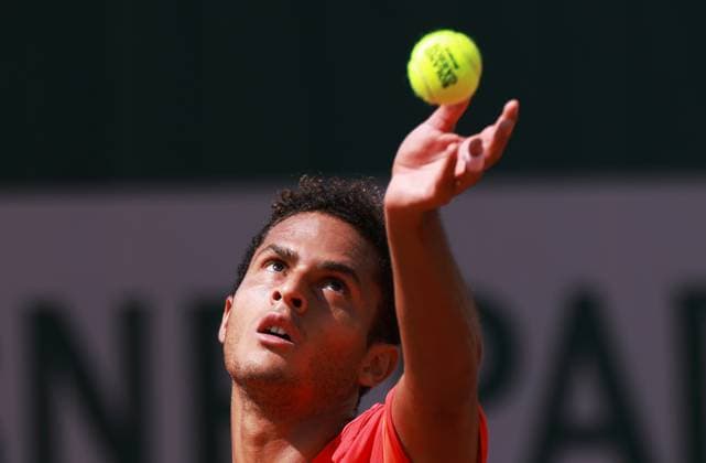 (230529) -- PARIS, May 29, 2023 -- Juan Pablo Varillas of Peru serves during the men s singles first round match against Shang Juncheng of China at the French Open tennis tournament at Roland Garros in Paris, France, May 29, 2023. ) (SP)FRANCE-PARIS-TENNIS-ROLAND GARROS-FRENCH OPEN-MEN S SINGLES GaoxJing 