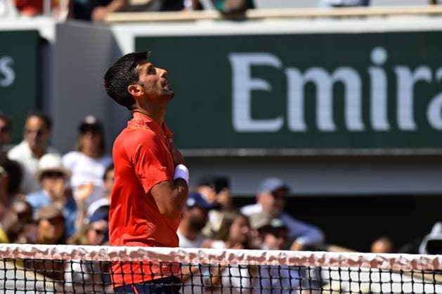 Attitude - Joie de Novak Djokovic ( Serbie ) - TENNIS : Roland Garros 2023 - Internationaux de France - 29 05 2023 FedericoPestellini Panoramic 
