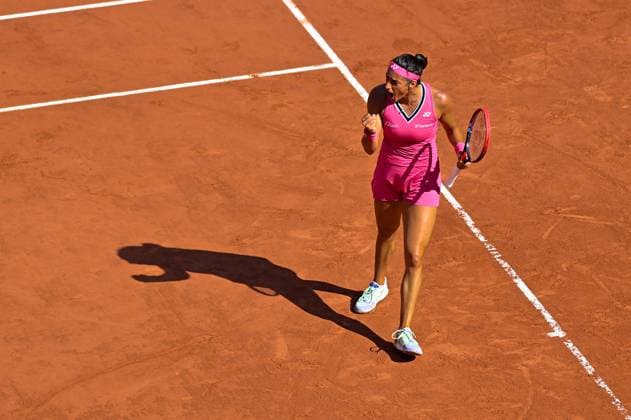 Attitude - Joie de Caroline Garcia ( France ) TENNIS : Roland Garros 2023 - Internationaux de France - 29 05 2023 FedericoPestellini Panoramic 