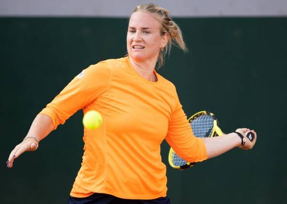 Belgian Ysaline Bonaventure pictured in action during a women s singles first round game between Russian Blinkova and Belgian Bonaventure at the Roland Garros French Open tennis tournament, in Paris, France, Monday 29 May 2023. BENOITxDOPPAGNE  x68130397x