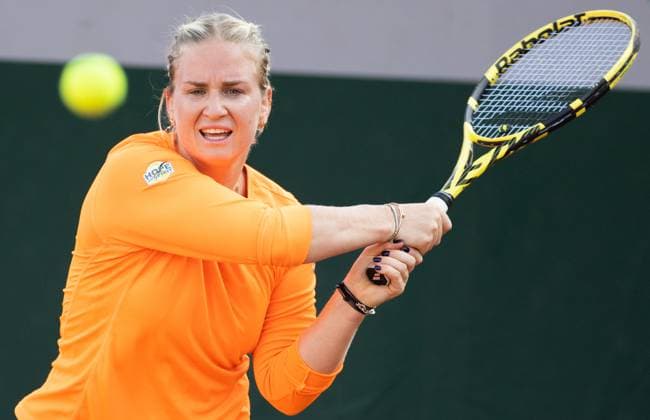 Belgian Ysaline Bonaventure pictured in action during a women s singles first round game between Russian Blinkova and Belgian Bonaventure at the Roland Garros French Open tennis tournament, in Paris, France, Monday 29 May 2023. BENOITxDOPPAGNE  x68130400x