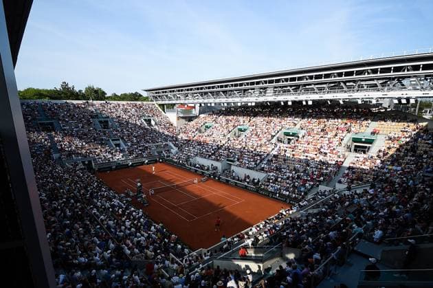 Illustration Court Suzanne Lenglen - Vue generale TENNIS : Roland Garros 2023 - Internationaux de France - 29 05 2023 FedericoPestellini Panoramic 