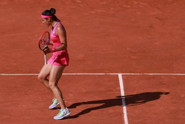 (230530) -- PARIS, May 30, 2023 -- Caroline Garcia of France reacts during the women s singles first round match between Wang Xiyu of China and Caroline Garcia of France at the French Open tennis tournament at Roland Garros in Paris, France, on May 29, 2023. ) (SP)FRANCE-PARIS-TENNIS-ROLAND GARROS-FRENCH OPEN-WOMEN S SINGLES GaoxJing 