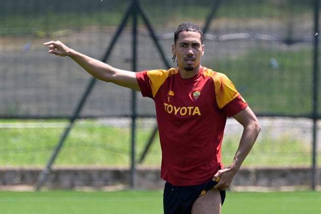 Foto Fabrizio Corradetti LaPresse 30 Maggio 2023 Roma, Italia - Allenamento AS Roma prima della Finale Europa League con il Siviglia - Centro Fulvio Bernardini - Trigoria. Nella foto: Chris Smalling (AS Roma) May 30, 2023 Rome, Italy - AS Roma training before the Europa League Final with Sevilla - Fulvio Bernardini Center - Trigoria. In the photo: Chris Smalling (AS Roma)  Copyright: xFabrizioxCorradetti LaPressex